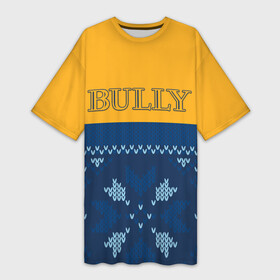 Платье-футболка 3D с принтом Bully  Задира в Рязани,  |  | bully | canis canem edit | emblem | logo | rockstar | були | булли | компьютерная игра | лого | логотип | собака ест собаку | хулиган | эмблема