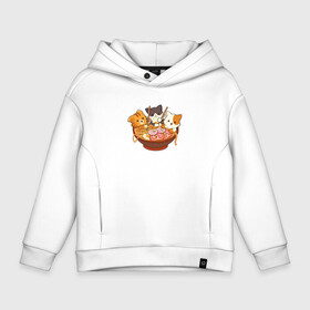 Детское худи Oversize хлопок с принтом Kawaii Cat Ramen в Рязани, френч-терри — 70% хлопок, 30% полиэстер. Мягкий теплый начес внутри —100% хлопок | боковые карманы, эластичные манжеты и нижняя кромка, капюшон на магнитной кнопке | anime | cute | japanese | noodles | аниме | еда | китай | кот | котейка | котенок | котик | котэ | кошка | лапша | милый | рамен | японий