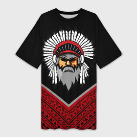 Платье-футболка 3D с принтом native american  индеец в Рязани,  |  | boho | ethno | indians | native american | tribal | америка | бохо | индейцы | орнамент | трибал | узор | этника