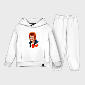 Детский костюм хлопок Oversize с принтом David Bowie | Blue Jacket в Рязани,  |  | 70е | bowie | david bowie | roc n roll | starman | ziggy stardust | боуи | дэвид боуи | зигги стардаст | музыка | рок н ролл | стармэн