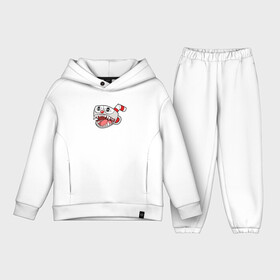 Детский костюм хлопок Oversize с принтом Агрессивная чашка. Эмодзи | Cuphead в Рязани,  |  | aggression | aggressive | anger | berserk | berserker | cap | cup | cuphead | emoji | fangs | head | mode | mugman | rage | show | teeth | агрессивная | агрессия | берсерк | берсерка | головка | злость | зубы | кап | клыки | магман | режим | хэд | чашечна