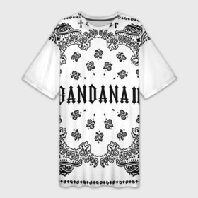 Платье-футболка 3D с принтом BANDANA 2 (Бандана 2) Кизару Биг Бейби Тейп Белый в Рязани,  |  | 2 | bandana | benzo | big baby | gang | grunge | hiphop | kizaru | music | rap | tape | trash | альбом | бандана | бандана 2 | бензо | биг бейби | генг | гранж | знак | кизару | музыка | надпись | реп | рэп | символ | тейп | треш | хипхоп
