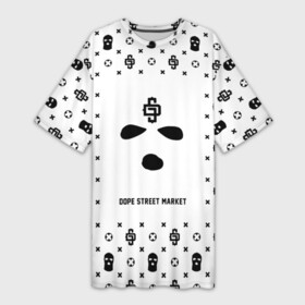 Платье-футболка 3D с принтом Узор White Phantom Ski Mask (Dope Street Market) в Рязани,  |  | dope | балаклава | камуфляж | модные | узор | хайп | шмот