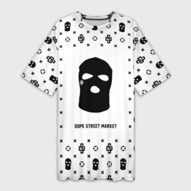 Платье-футболка 3D с принтом Узор White Ski Mask (Dope Street Market) в Рязани,  |  | балаклава | модные | узор | хайп | шмот