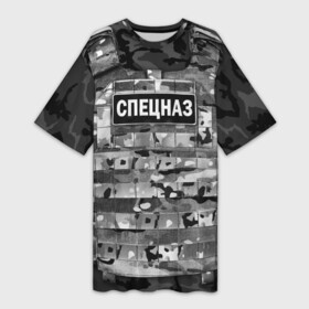 Платье-футболка 3D с принтом Бронежилет  спецназ России в Рязани,  |  | army | body armor | camouflage | chevron | emblem | military | russian flag | soldier | special forces | troops | армия | бронежилет | военный | войска | камуфляж | солдатский | спецназ | флаг россии | шеврон | эмблема