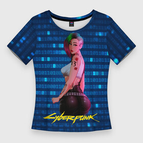 Женская футболка 3D Slim с принтом Cyberpunk 18+ art Judy в Рязани,  |  | 2077 | cyberpunk | cyberpunk 2077 | judy | night city | vi | ви | джуди | жуди | кибер | киберпанк | найтсити | панк