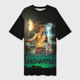 Платье-футболка 3D с принтом Uncharted Tom Holland в Рязани,  |  | antonio banderas | mark wahlberg | tom holland | uncharted | анчартед | карты | компас | на картах не значится | том холланд | унчартед