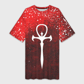 Платье-футболка 3D с принтом The Masquerade Bloodhunt  Emblem в Рязани,  |  | battle royale | blood hunt | bloodhunt | emblem | logo | the masquerade | vampire | блудхант | вампир | вампиры | лого | логотип | эмблема