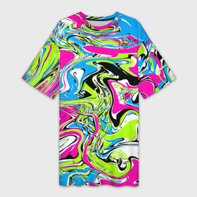 Платье-футболка 3D с принтом Абстрактные мраморные разводы в ярких цветах. Поп арт в Рязани,  |  | 90ые | абстрактный | белый | волны | зеленый | мрамор | неоновые цвета | поп арт | разводы | розовый | стиль 90х | черный | яркие цвета | яркий
