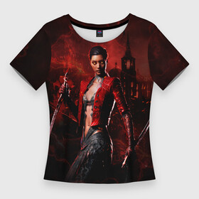Женская футболка 3D Slim с принтом Vampire Bloodhunt в Рязани,  |  | bloodhunt | the masquerade | vampire | бладхант | вампиры | игра