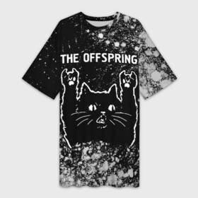 Платье-футболка 3D с принтом The Offspring  Rock Cat в Рязани,  |  | band | metal | offspring | rock | the | the offspring | группа | кот | краска | краски | оффспринг | рок | рок кот