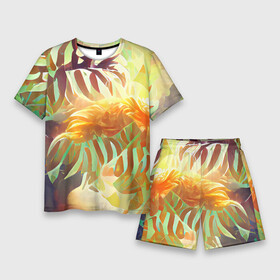 Мужской костюм с шортами 3D с принтом Fern leaves в Рязани,  |  | colors | fern | jungle | leaves | multicoloured | palm | summer | tree | деревья | джунгли | летнее настроение | лето | листья | пальма | папоротник | радостный | разноцветный | растения | рисунок | тропики | яркий