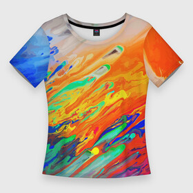 Женская футболка 3D Slim с принтом Буйство красок  Лето  Riot of colors  Summer в Рязани,  |  | abstraction | color | expression | paint | summer | абстракция | краска | лето | цвет | экспрессия