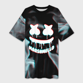 Платье-футболка 3D с принтом marshmello  пламя с оттенком неона в Рязани,  |  | america | marshmello | neon | smile | usa | америка | брызги | краски | краски и ничего лишнего | маршмелло | неон | смайл | сша | улыбка