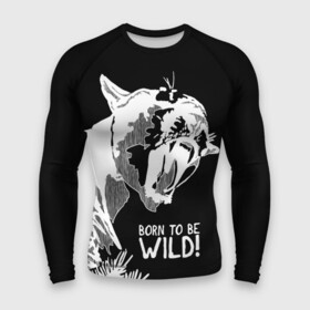 Мужской рашгард 3D с принтом Cougar Born be wild в Рязани,  |  | angry | born to be wild | cougar | fangs | open mouth | predator | wild | дикая | злая | клыки | открытая пасть | пума | рожден быть диким | хищник