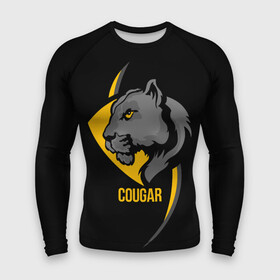 Мужской рашгард 3D с принтом Cougar  пума в Рязани,  |  | cat | cougar | emblem | gaze | harsh | predator | wild | взгляд | дикая | кошка | пума | суровый | хищник | эмблема