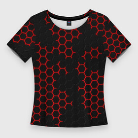 Женская футболка 3D Slim с принтом НАНОКОСТЮМ  Black and Red Hexagon  Гексагоны в Рязани,  |  | abstract | black and red hexagon | carbon | hexagon | nano | nanosuit | абстракция | броня | гексагон | гексагон фон | гексагоны | карбон | корбон | нано | нанокостюм | нанокостюм из crysis | шестиугольники