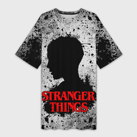 Платье-футболка 3D с принтом Очень странные дела Stranger things в Рязани,  |  | stranger things | stranger things netflix | vecna | загадочные события | одиннадцать | очень странные дела | проклятье векны