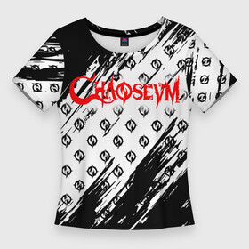 Женская футболка 3D Slim с принтом Chaoseum  Pattern  Logo в Рязани,  |  | chaoseum | emblem | logo | music | rock | лого | логотип | музыка | рок | чаосеум | эмблема