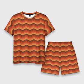 Мужской костюм с шортами 3D с принтом Ретро Волна в Рязани,  |  | orange | pattern | retro | wave | волна | оранжевый | ретро | узор