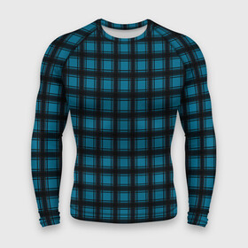 Мужской рашгард 3D с принтом Black and blue plaid в Рязани,  |  | black and blue | plaid | plaid pattern | клетка | клетчатый узор | синий | черный | шотландка