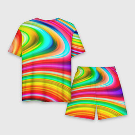 Мужской костюм с шортами 3D с принтом Rainbow colors в Рязани,  |  | blue | bright | color | green | orange | pastel | pattern | pink | purple | rainbow | red | summer | yellow | желтый | зеленый | красный | летний | оранжевый | пастельный | радуга | розовый | синий | узор | фиолетовый | цветной | яркий