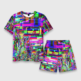 Мужской костюм с шортами 3D с принтом Яркий авангардный глитч в Рязани,  |  | abstraction | color | glitch | pixels | vanguard | абстракция | авангард | глитч | пиксели | цвет