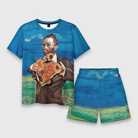 Мужской костюм с шортами 3D с принтом Ван Гог портрет с Подсолнухами в Рязани,  |  | Тематика изображения на принте: винсент ван гог | мем | подсолнухи | художник | цветы