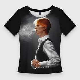 Женская футболка 3D Slim с принтом David Bowie  Thin White Duke в Рязани,  |  | 1970 | 70s | 70е | bowie | david bowie | glam | iso | live | music | rock | rock n roll | smoke | smoking | starman | the man who fell to earth | thin white duke | ziggy | ziggy stardust | белый герцог | зигги | зигги стардаст | музыка | рок | рок н