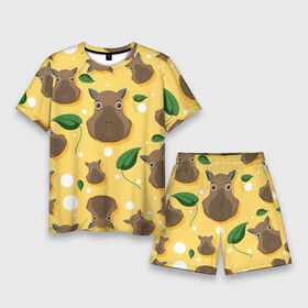 Мужской костюм с шортами 3D с принтом Капибары паттерн в Рязани,  |  | capybara | patern | pattern | грызун | грызуны | капибара | капибары | патерн | паттерн