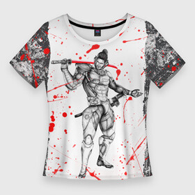 Женская футболка 3D Slim с принтом Metal gear rising blood в Рязани,  |  | metal gear rising | metalgearrising | revengeance | водомерки | киборги | метал гир | метал гир ризинг