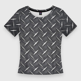 Женская футболка 3D Slim с принтом Рифлёная металлическая поверхность в Рязани,  |  | corrugation | geometry | metal | surface | texture | геометрия | металл | поверхность | рифление | текстура
