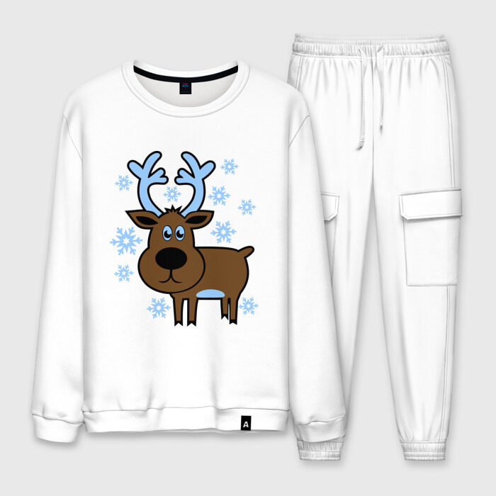 Мужской костюм хлопок Олень и снежинки фото