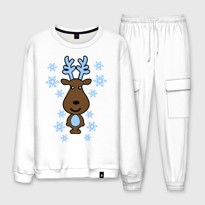 Мужской костюм хлопок Милый олень и снежинки фото
