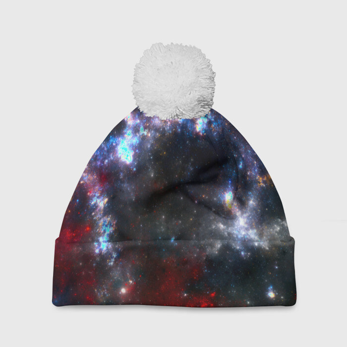 Шапка 3D c помпоном Туманность фото