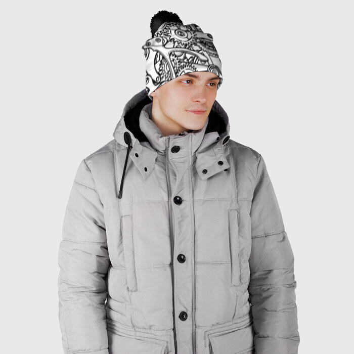 Шапка 3D c помпоном механика фото