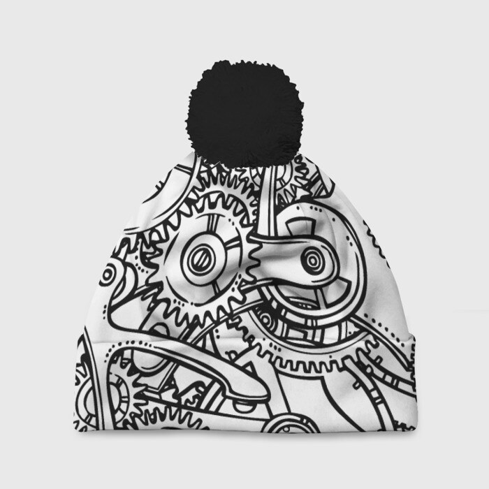 Шапка 3D c помпоном механика фото