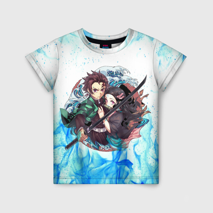 Детская футболка 3D КЛИНОК РАССЕКАЮЩИЙ ДЕМОНОВ | DEMON SLAYER KIMETSU NO YAIBA  фото