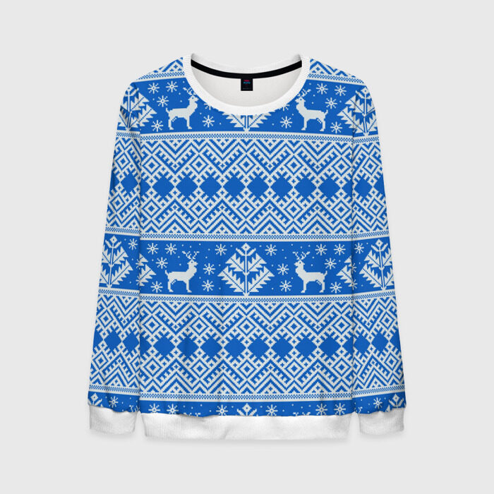 Мужской свитшот 3D НОВОГОДНИЙ СВИТЕР С ОЛЕНЯМИ. фото