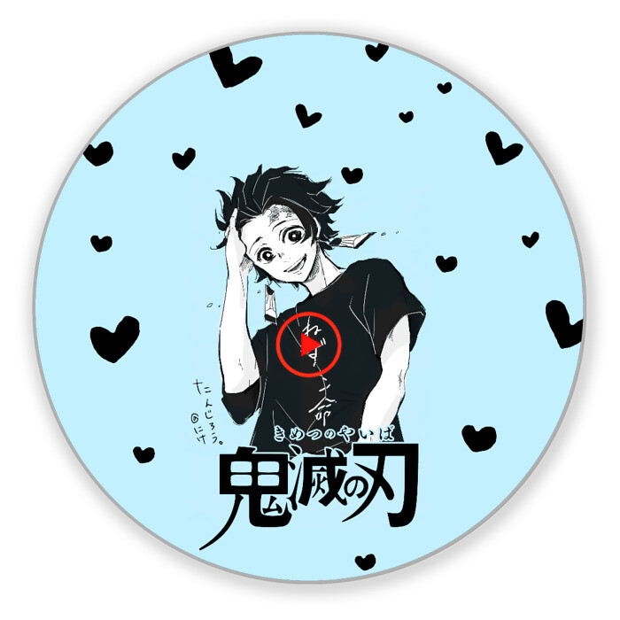 Коврик для мышки круглый Танджиро Камадо черные сердечки фото