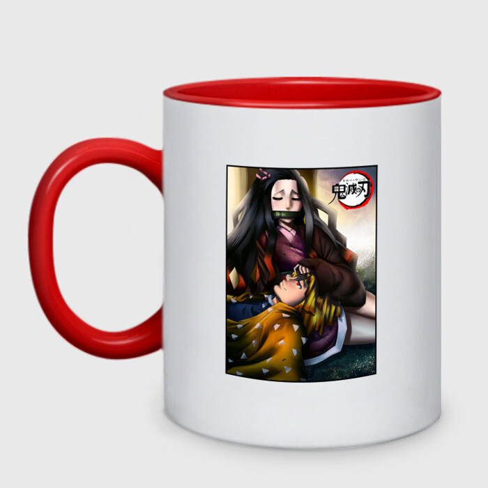 Кружка двухцветная Зеницу и Незуко | КЛИНОК РАССЕКАЮЩИЙ ДЕМОНОВ (Z) фото